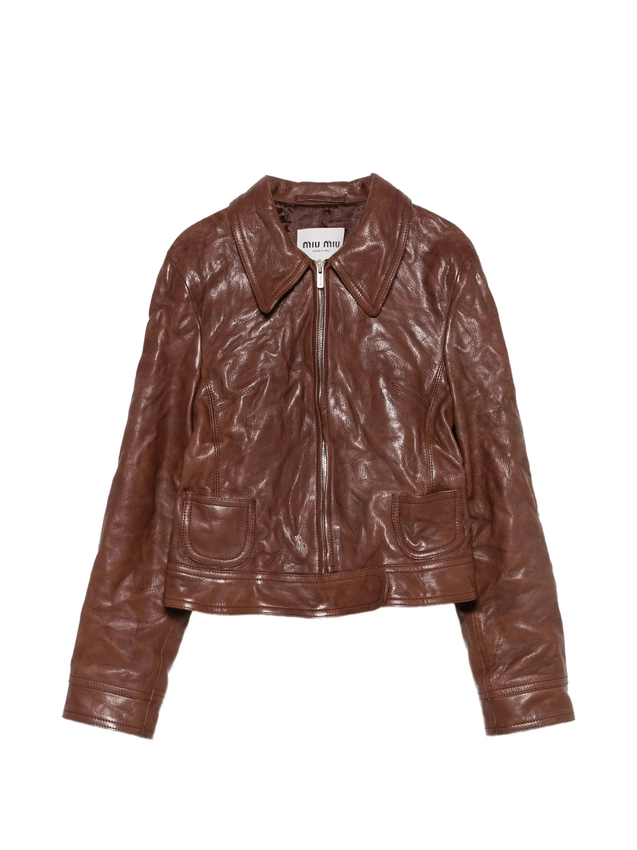 Miu Miu Crinkled Leather Jacket - 1