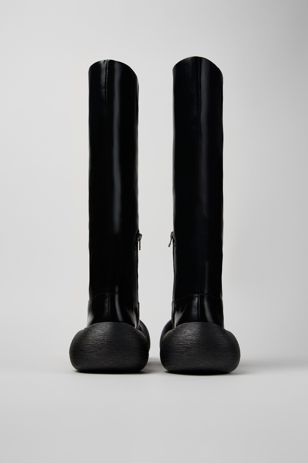 Black Leather Knee-High Boots - 3