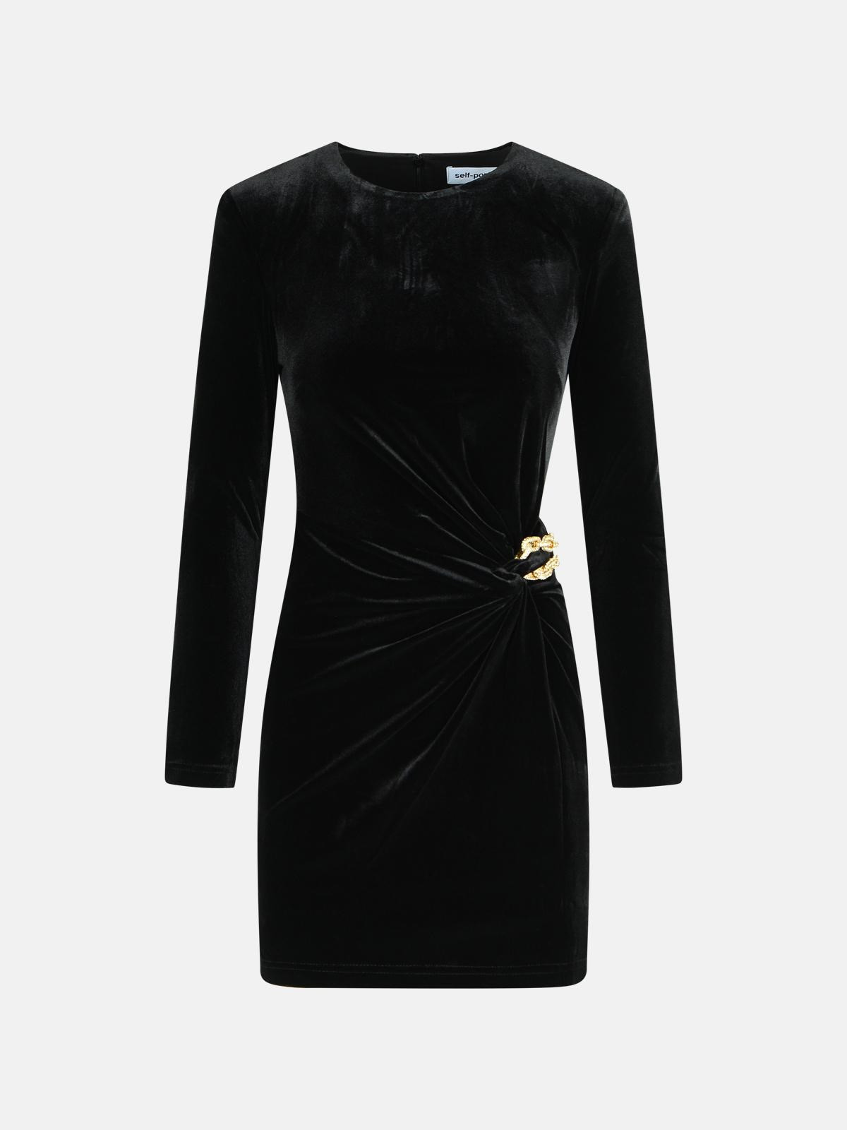 BLACK POLYESTER DRESS - 1