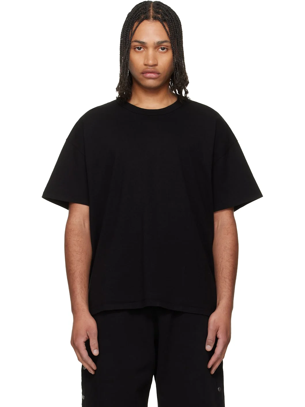 Black Lightweight Binded Neck Oversized T-shirt - 1
