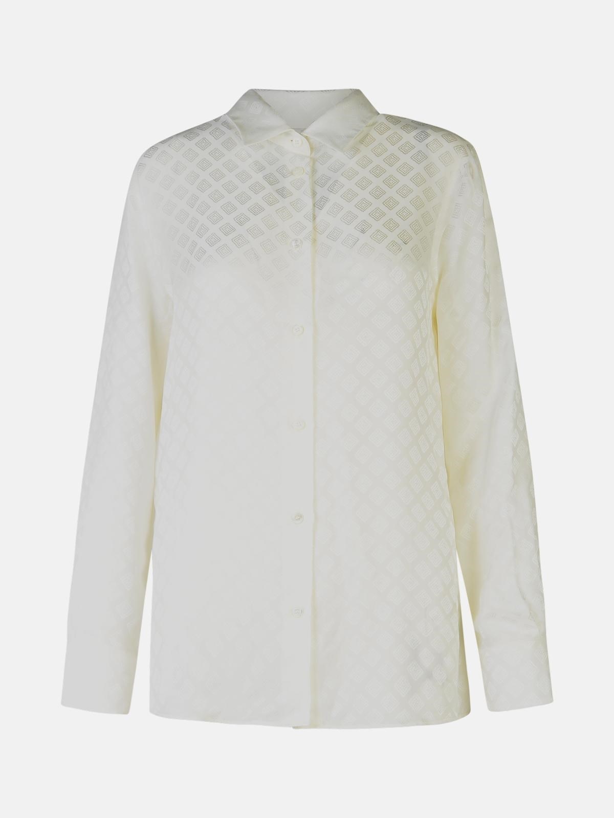 WHITE SILK BLEND SHIRT - 1