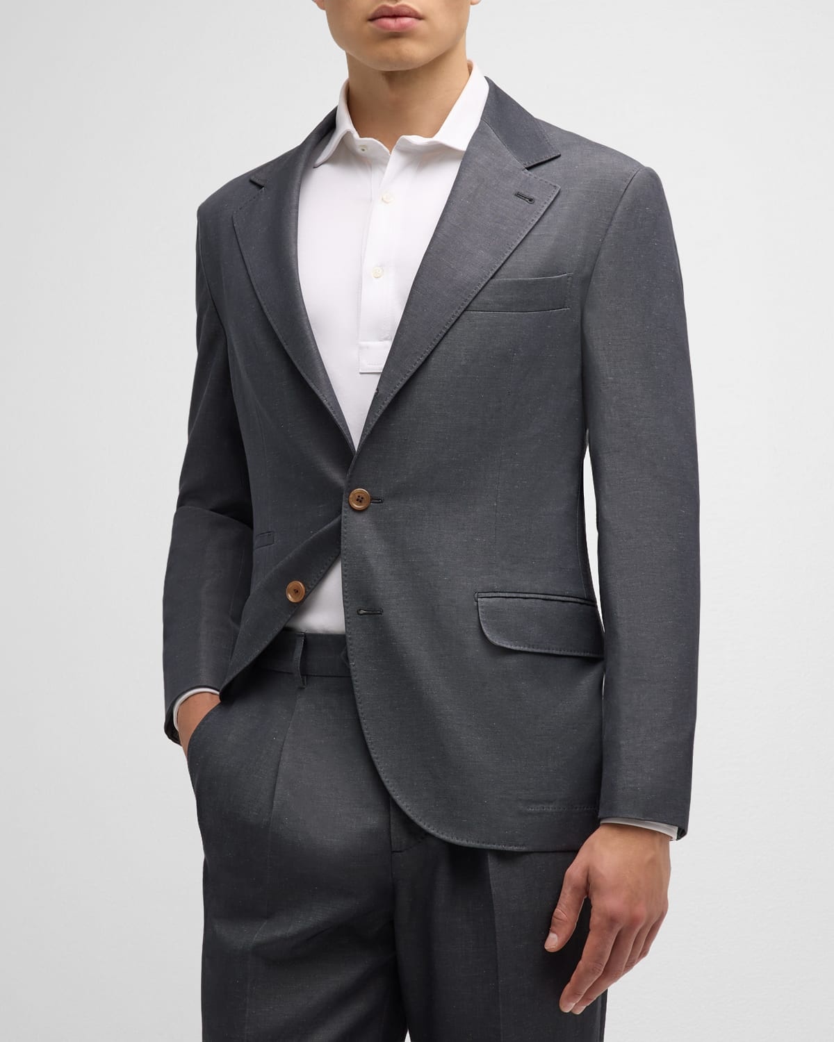 Men's Wool and Linen Three-Button Suit - 1