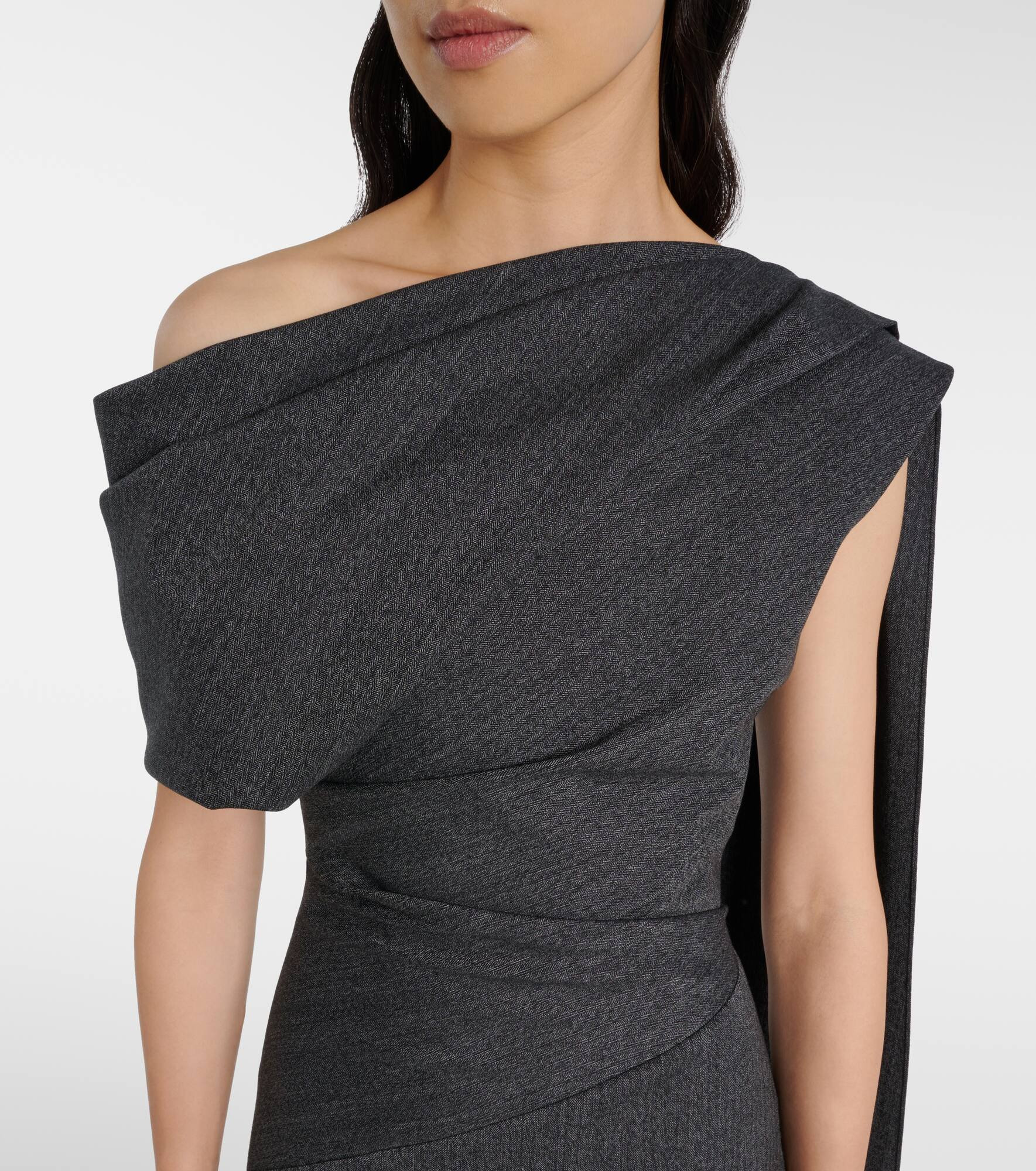 Maite herringbone draped midi dress - 4