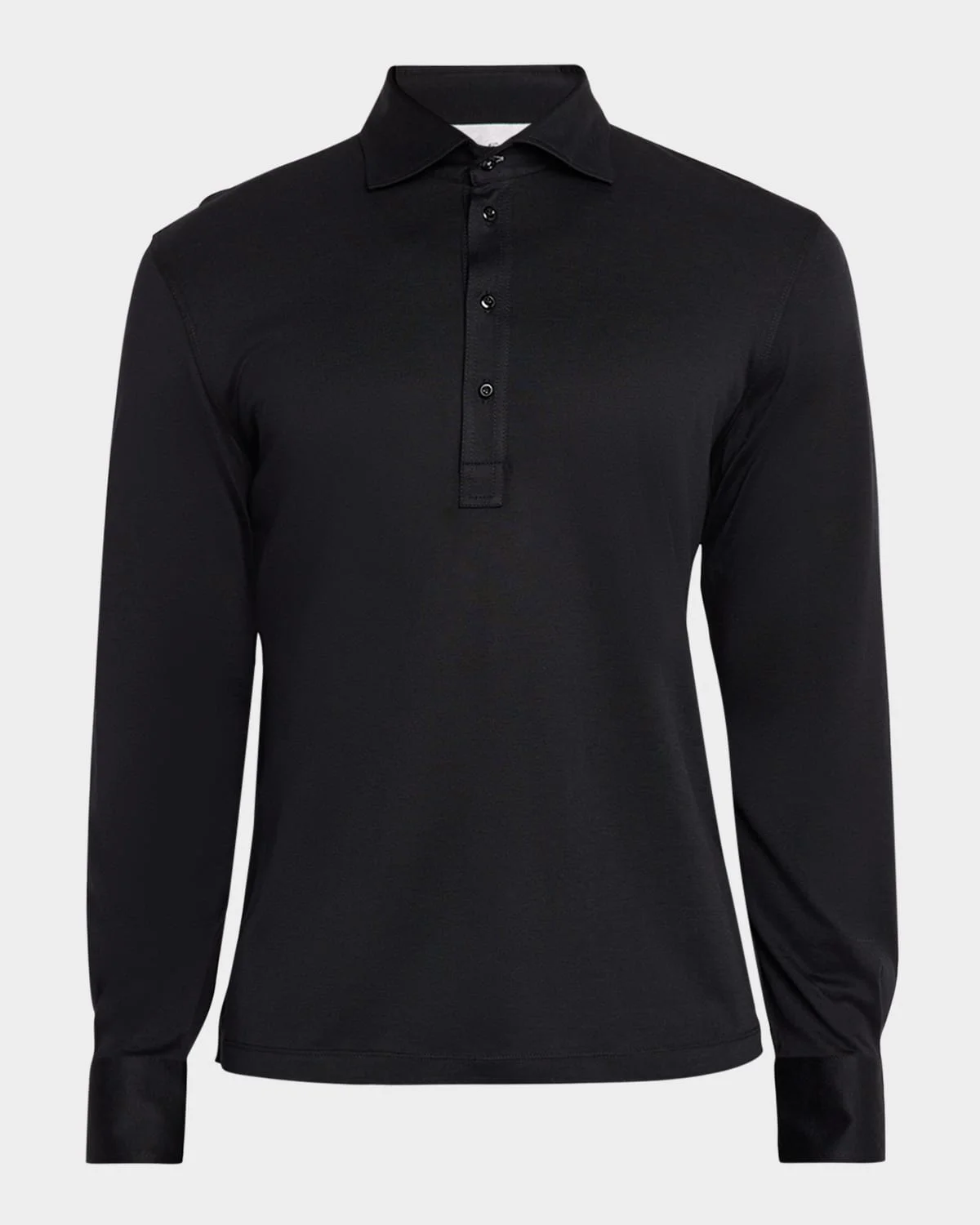 Men's Cotton-Silk Long-Sleeve Polo Shirt - 1