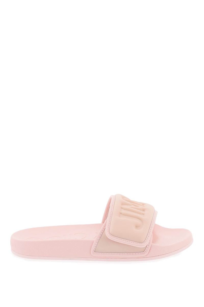 JIMMY CHOO FITZ SLIDES WITH LYCRA LOGOED BANG - 1