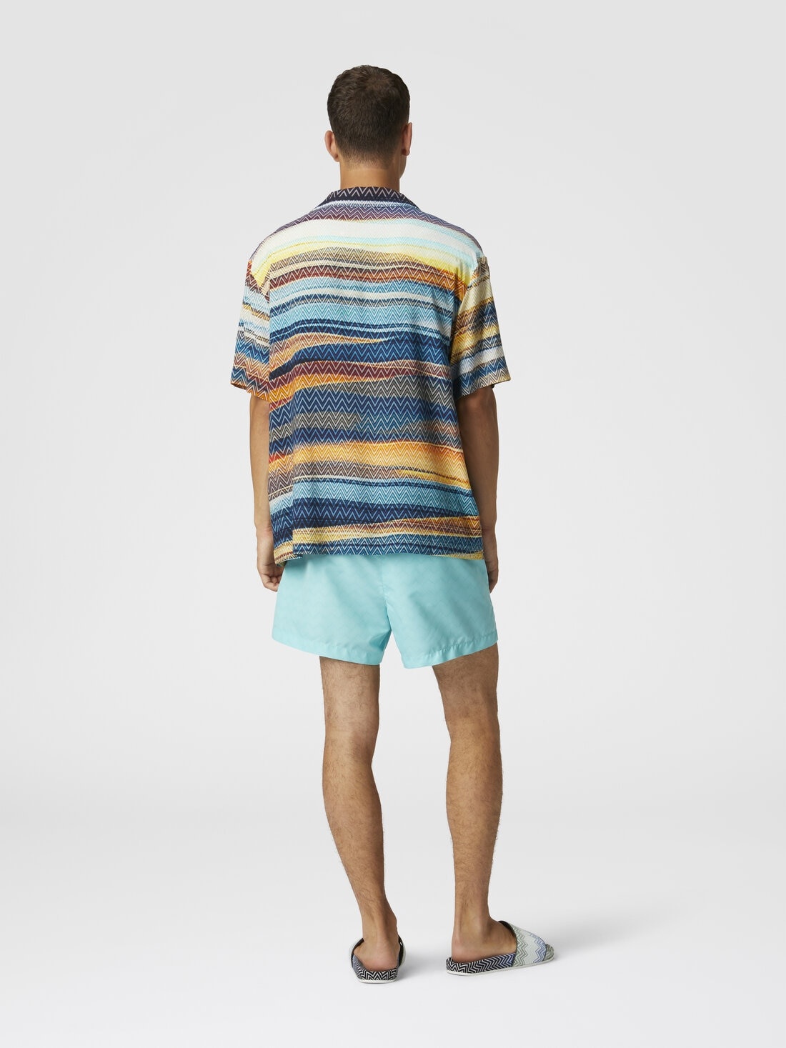 Bowling shirt with gradient zig zag print and breast pocket - 3