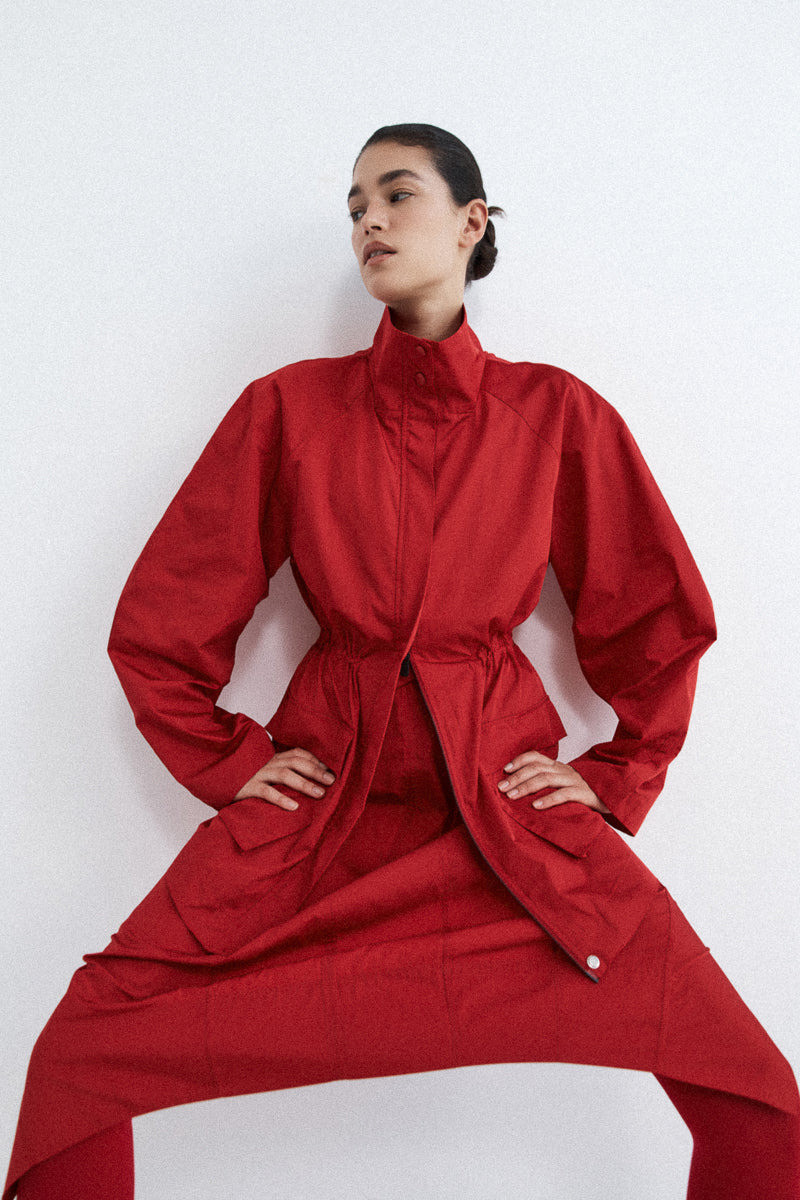 Paper Taffeta Parka - Red 10