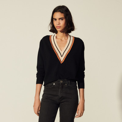 Sandro Sweater with striped neckline outlook