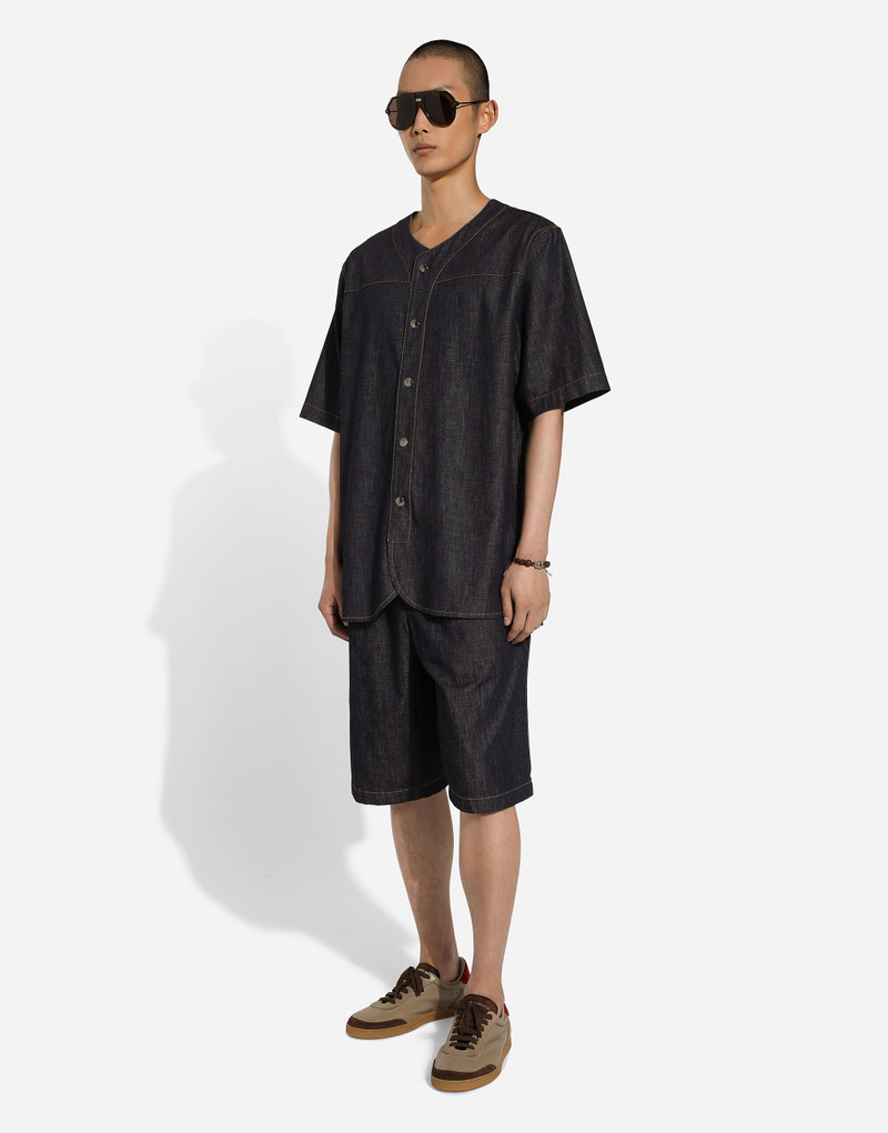 Denim bowling shirt with “Dolce&Gabbana” embroidery 5