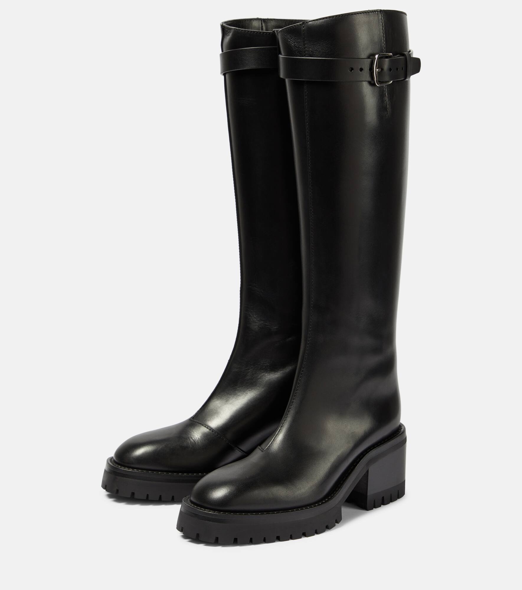 Tanse leather knee-high riding boots - 5