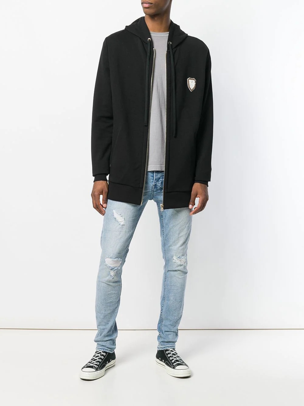 long embroidered hoodie - 2