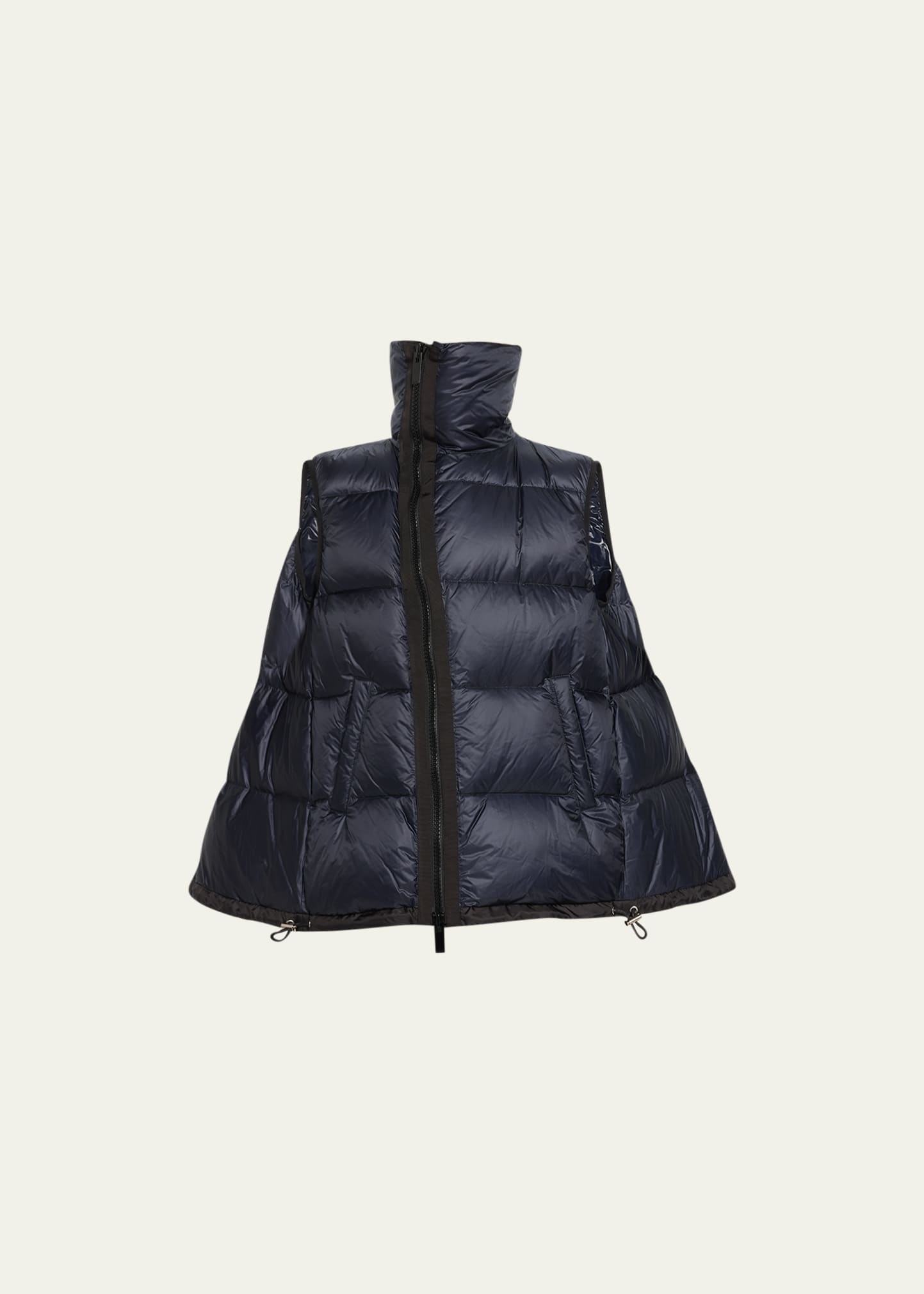 Asymmetric Zipper Puffer Vest - 1