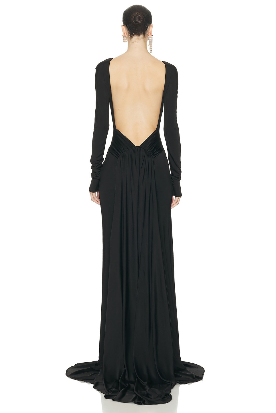 Open Back Long Sleeve Gown - 4