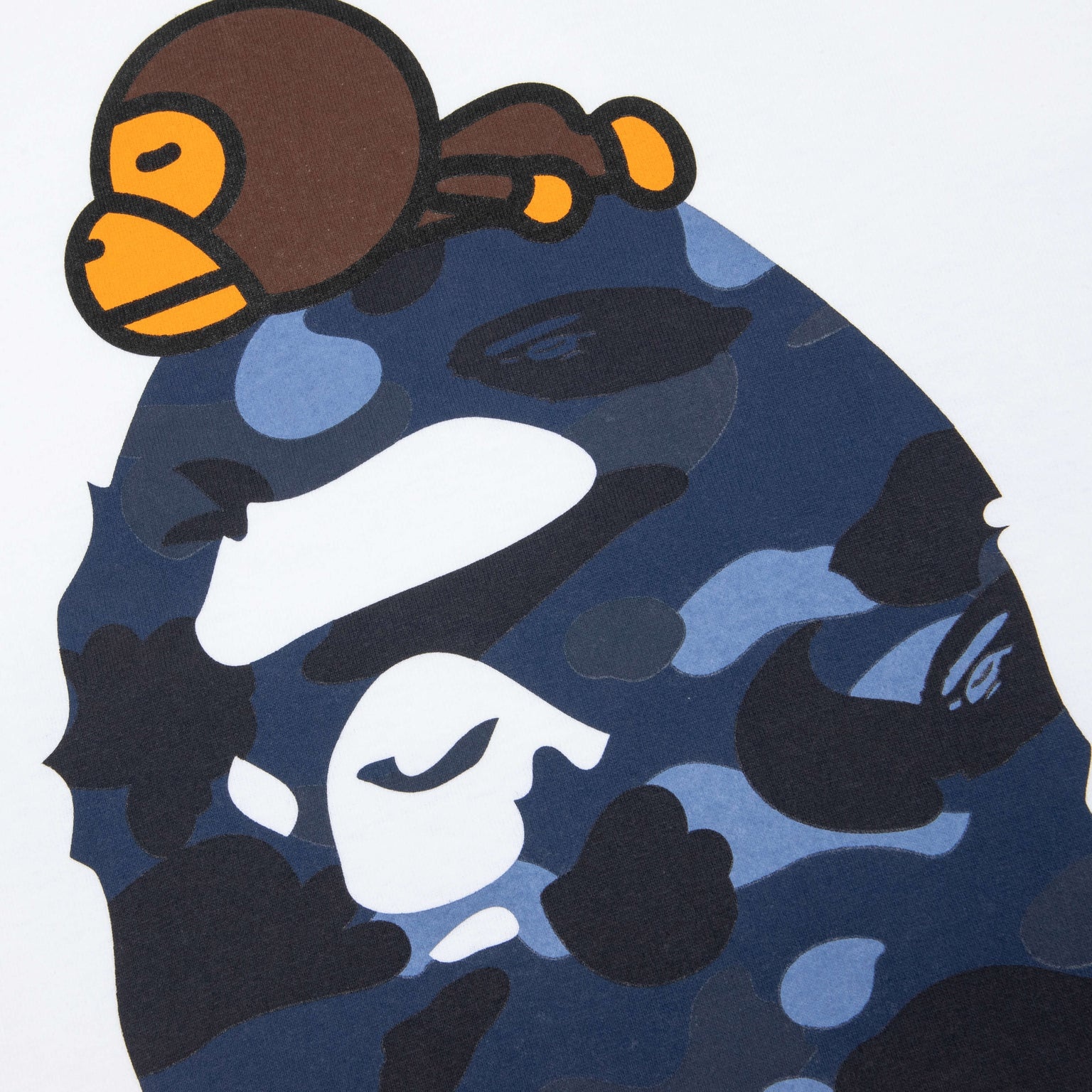 COLOR CAMO MILO ON BIG APE TEE - WHITE/NAVY - 4