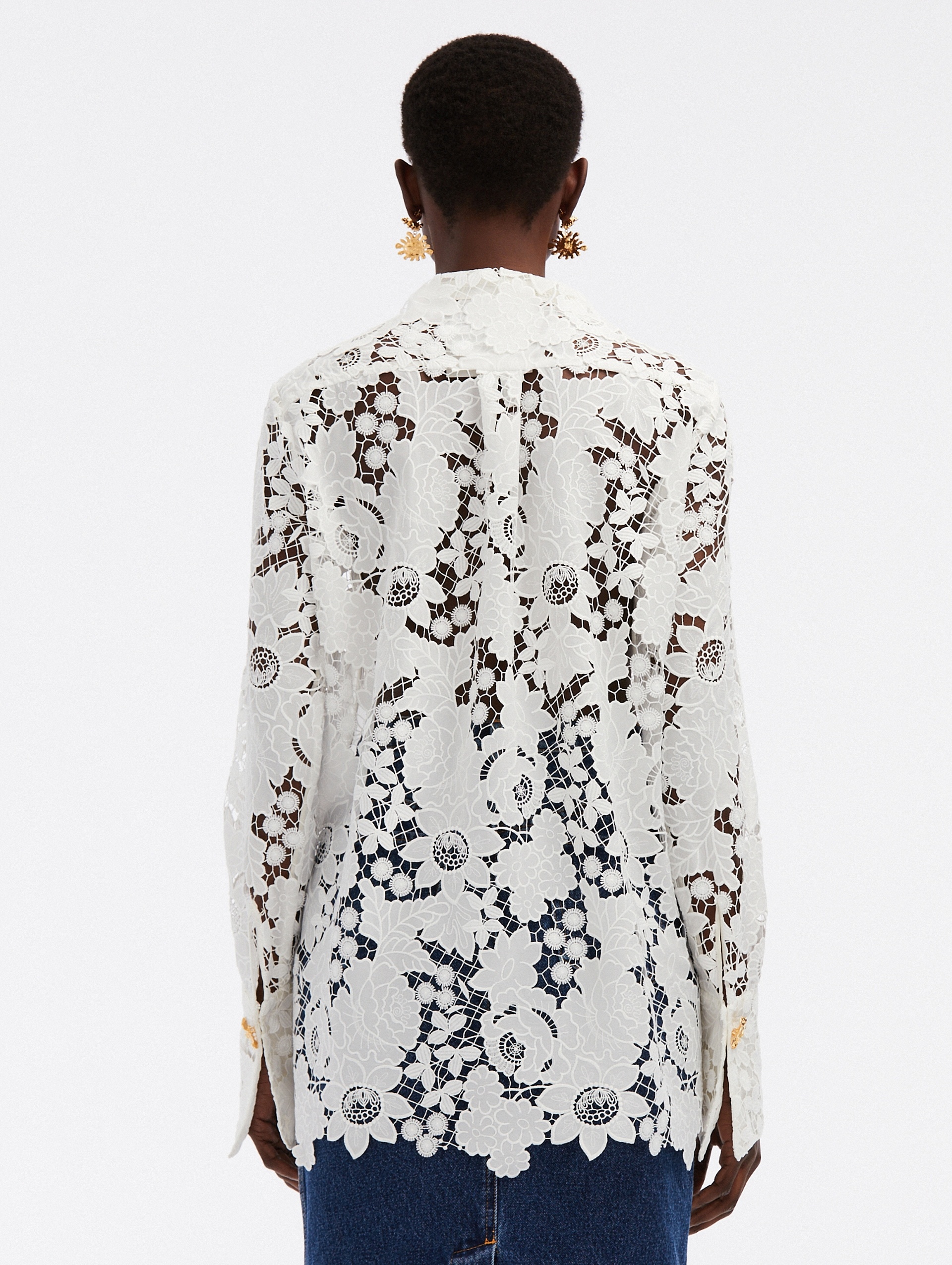MIXED BOTANICAL GUIPURE LACE BLOUSE - 3
