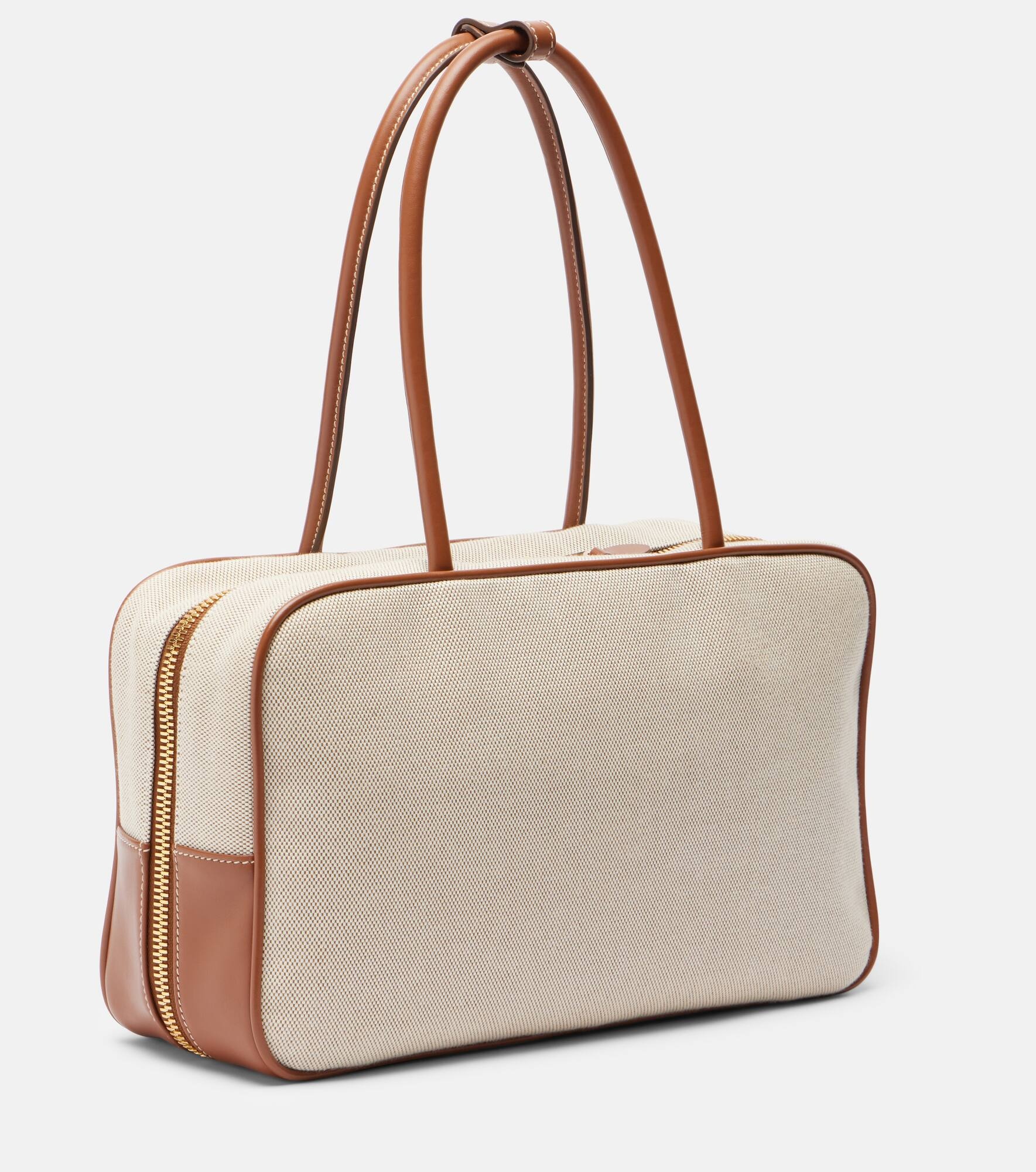 Beau leather-trimmed canvas tote bag - 4