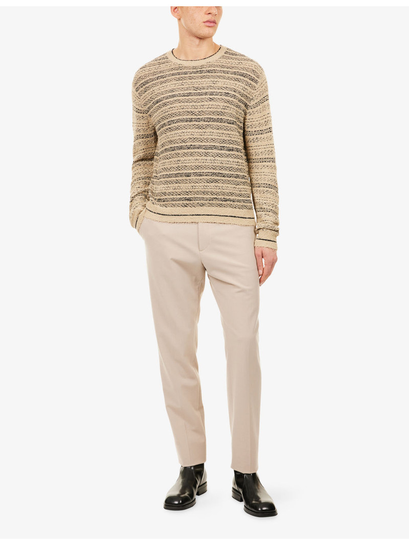 EMPORIO ARMANI Striped Crewneck Cotton-Blend Jumper outlook