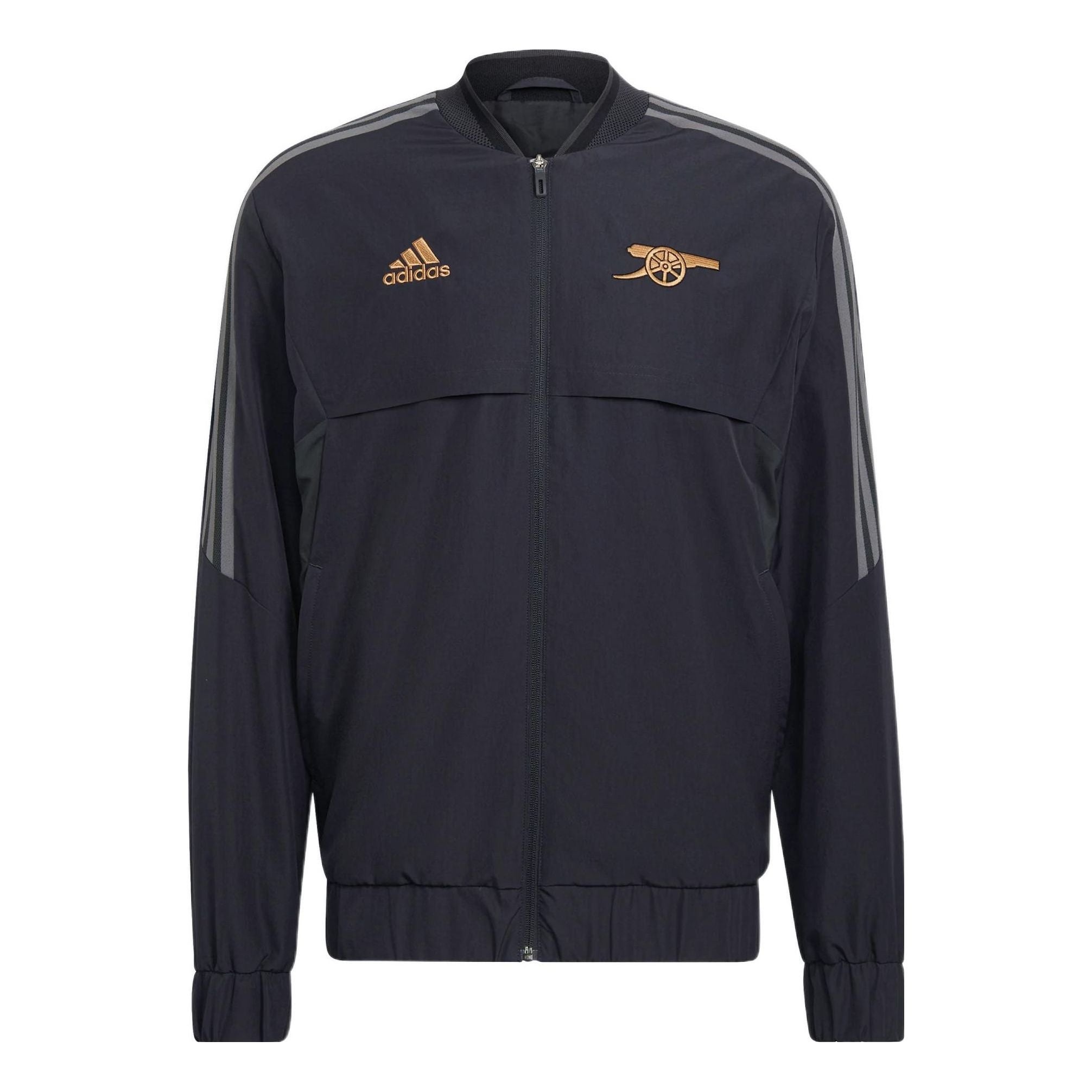 Men's adidas Shoulder Classic Design Logo Embroidered Zipper Sports Jacket Black HA5264 - 1