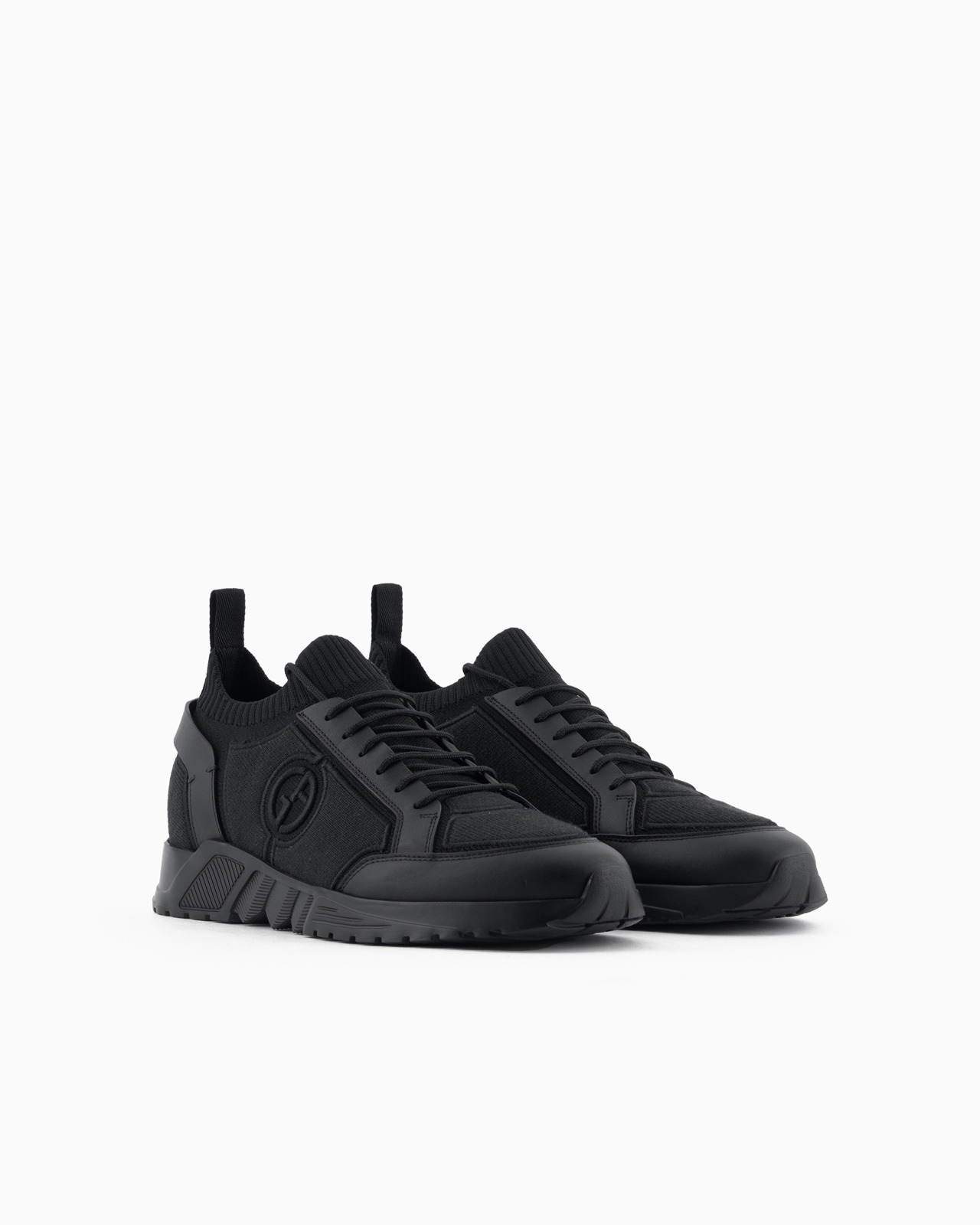 Knit-and-leather sneakers - 2