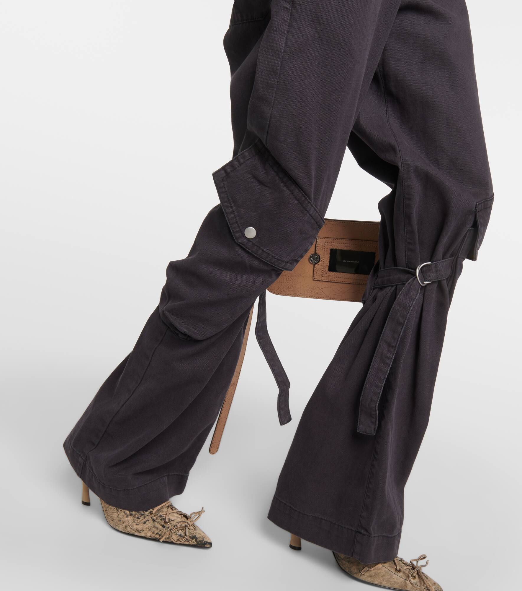 Mid-rise cotton canvas cargo pants - 5