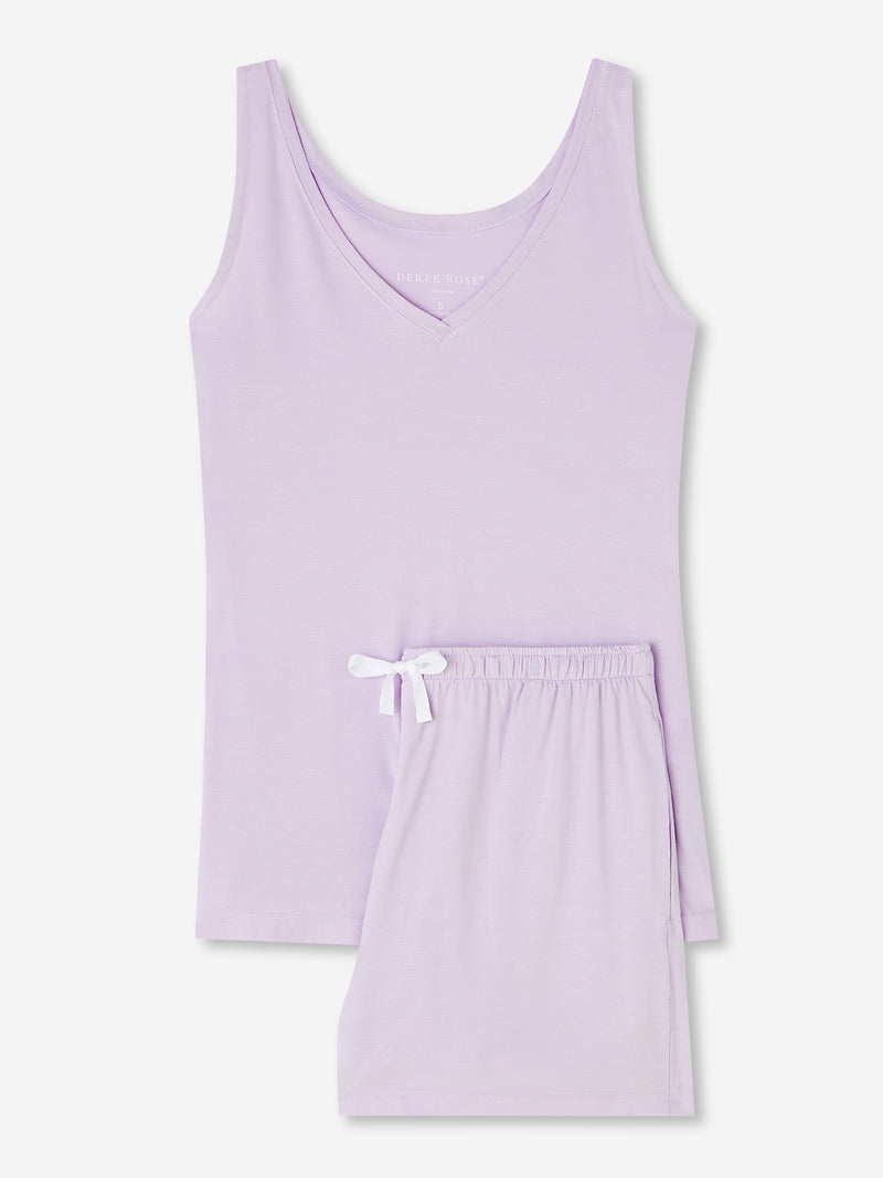 Women's Short Vest Pyjamas Lara Micro Modal Stretch Lilac - 1