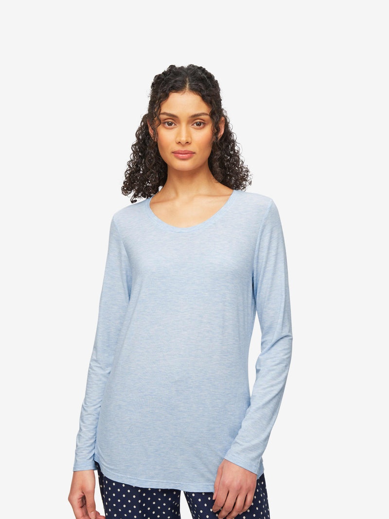 Women's Long Sleeve T-Shirt Ethan Micro Modal Stretch Blue Heather - 3