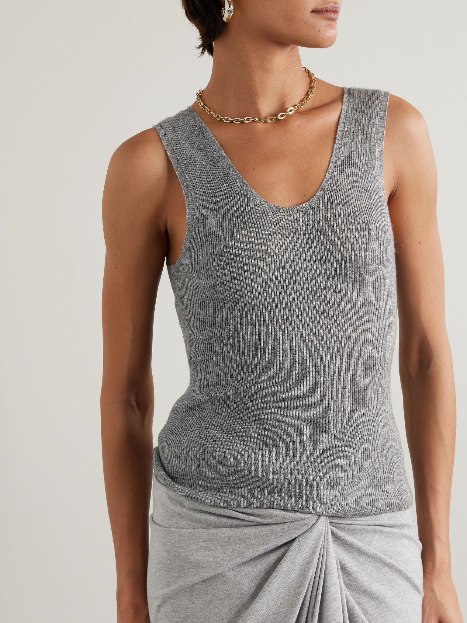 Delicash cashmere and silk-blend tank Gray - 3