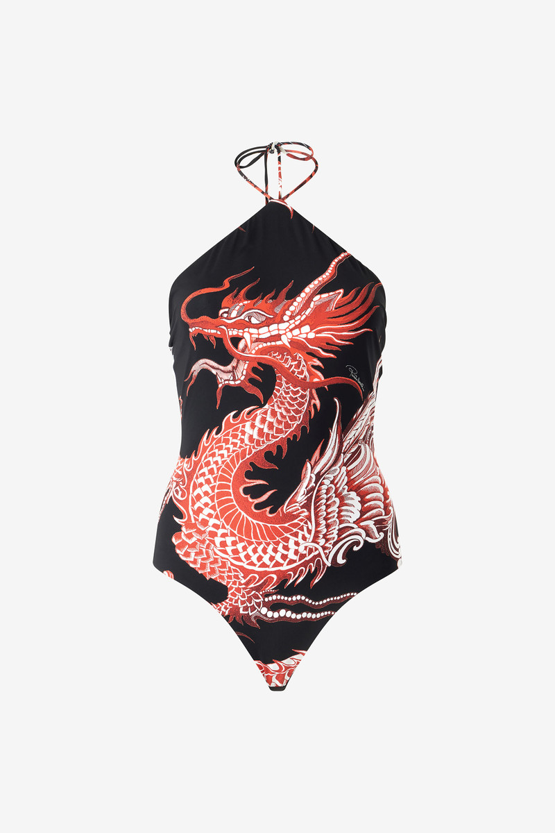 Bodysuit With Dragon, Flowers And Fans 1