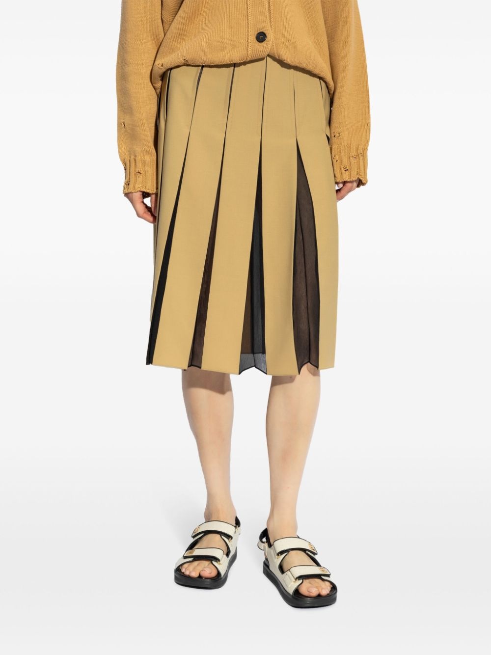 pleated colour contrast skirt - 3