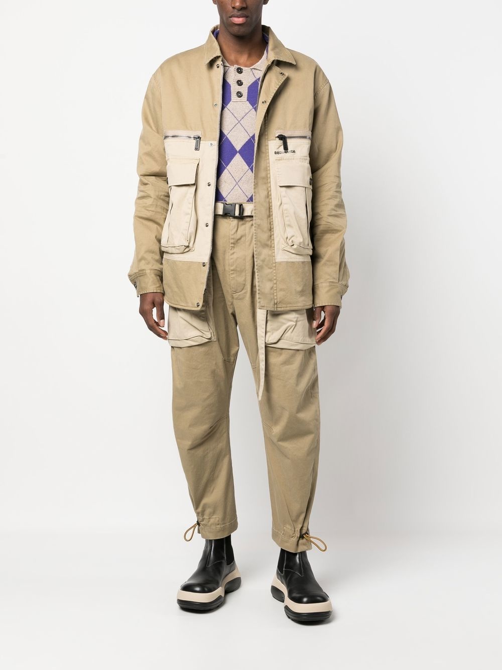 two-tone flap-pocket jacket - 2