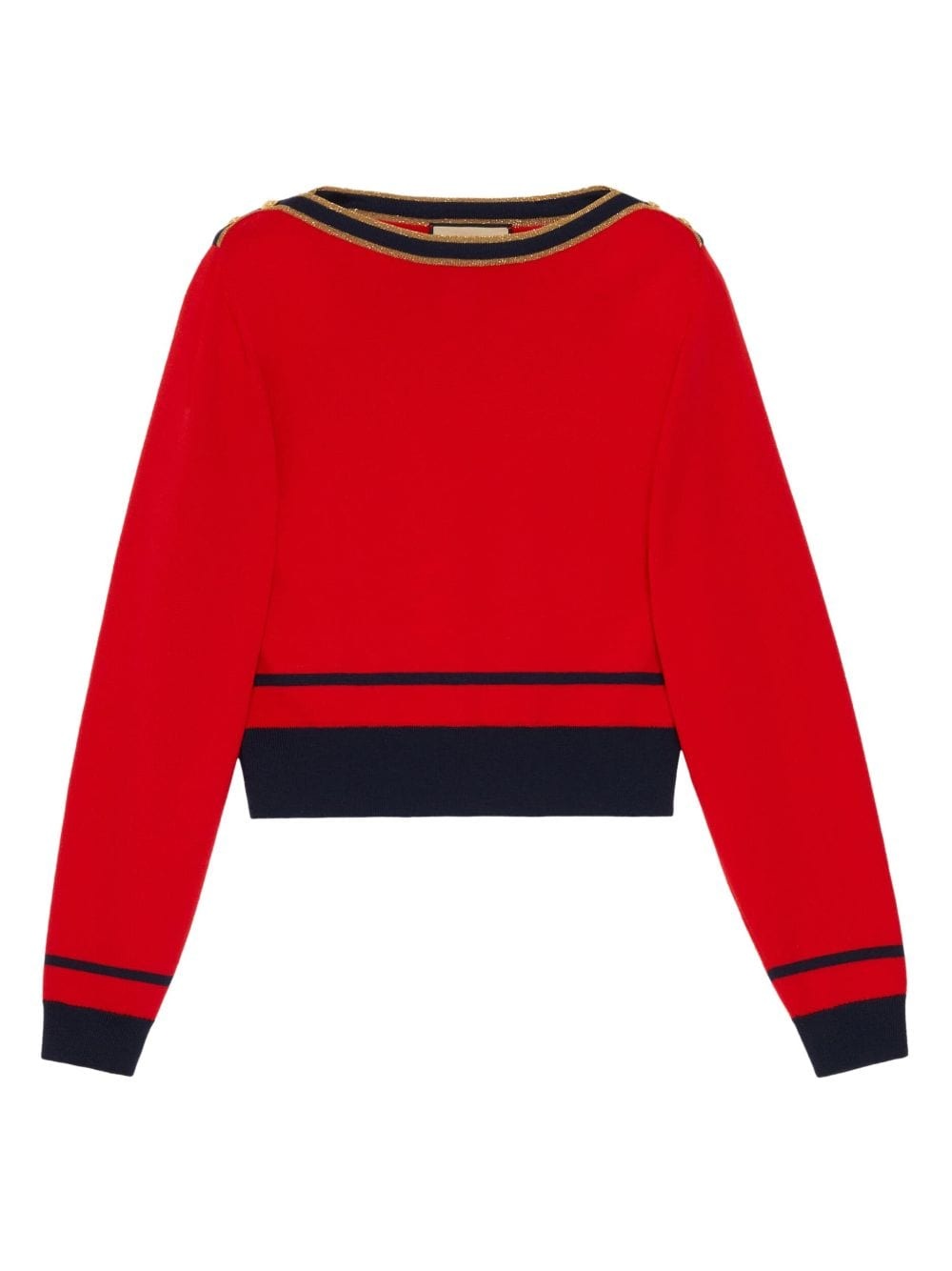 striped-trim wool jumper - 2