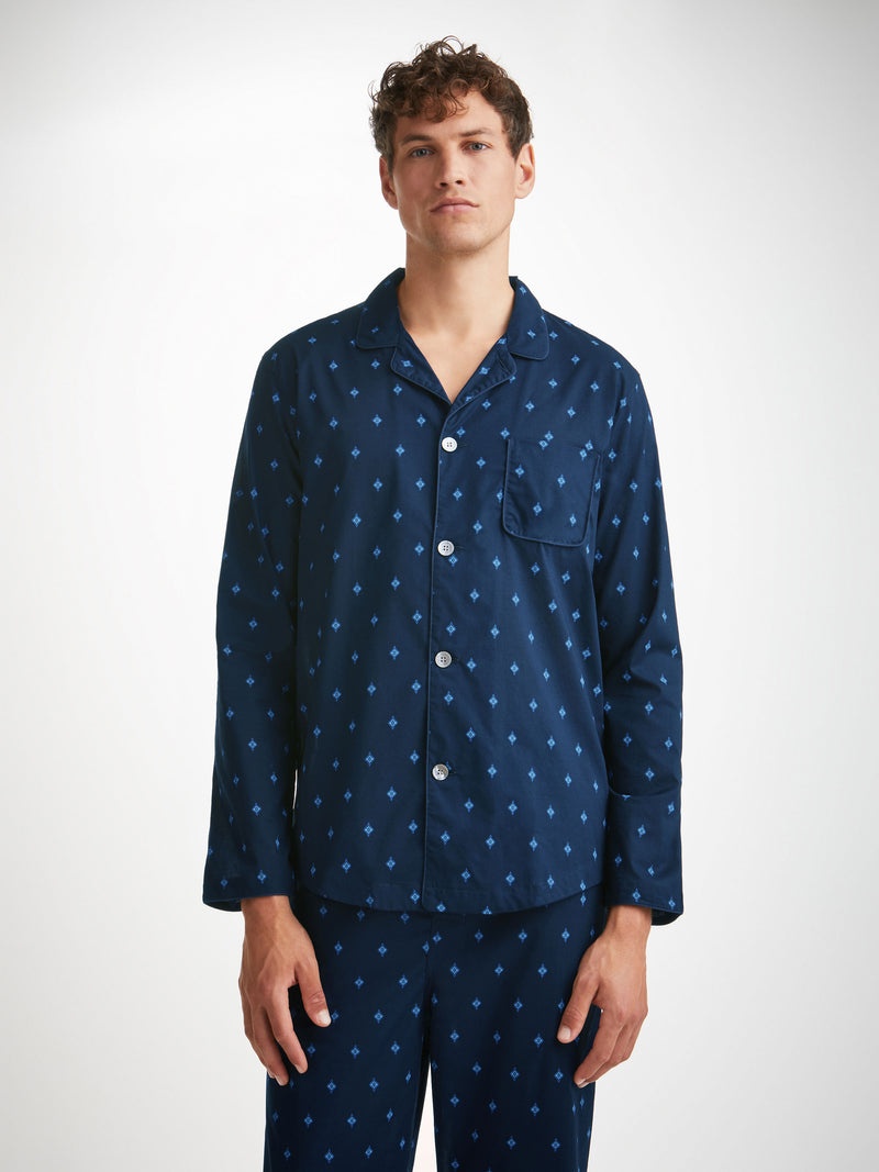 Men's Modern Fit Pyjamas Nelson 98 Cotton Batiste Navy - 3