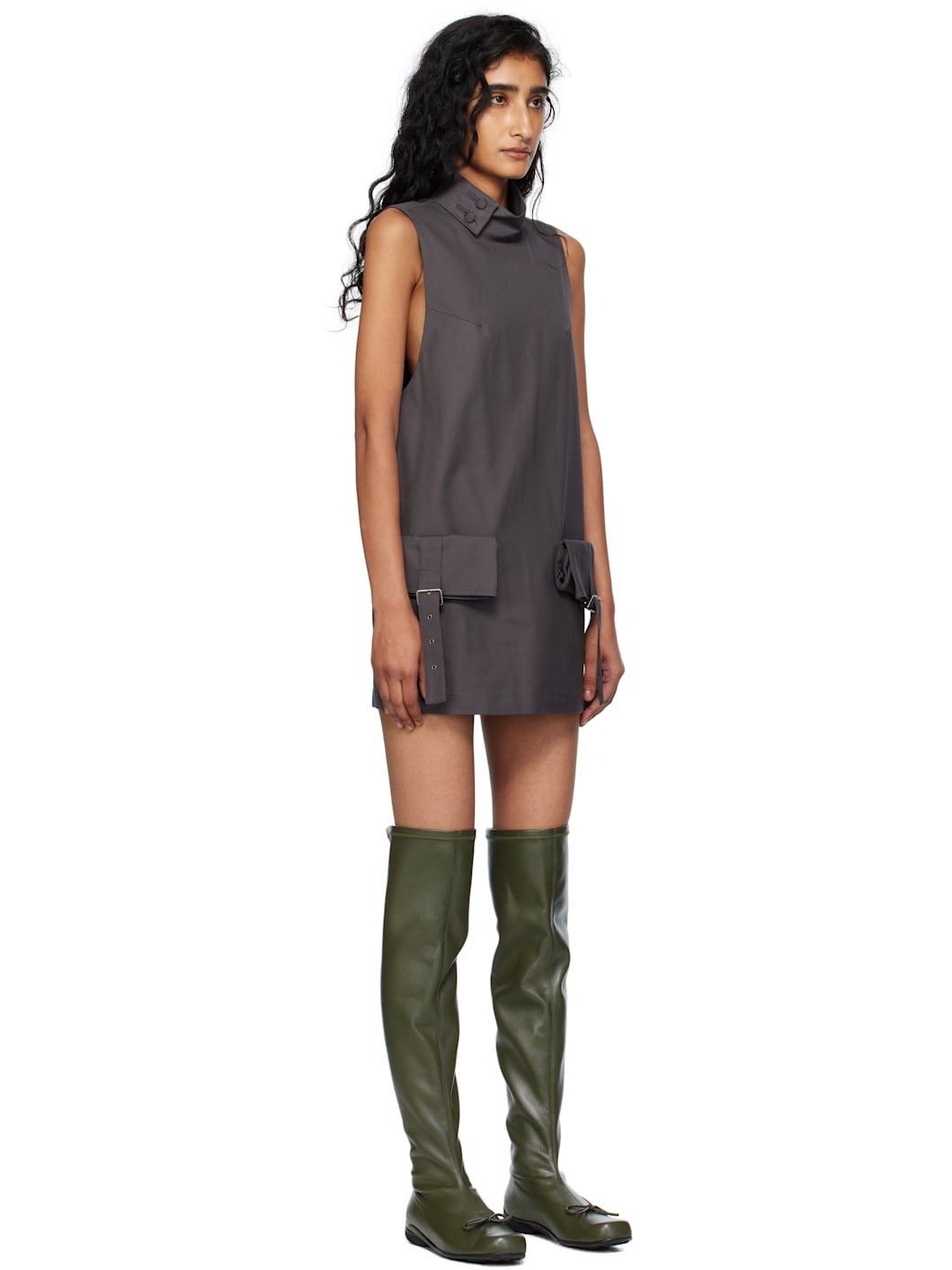 Gray Cargo Pocket Minidress - 2
