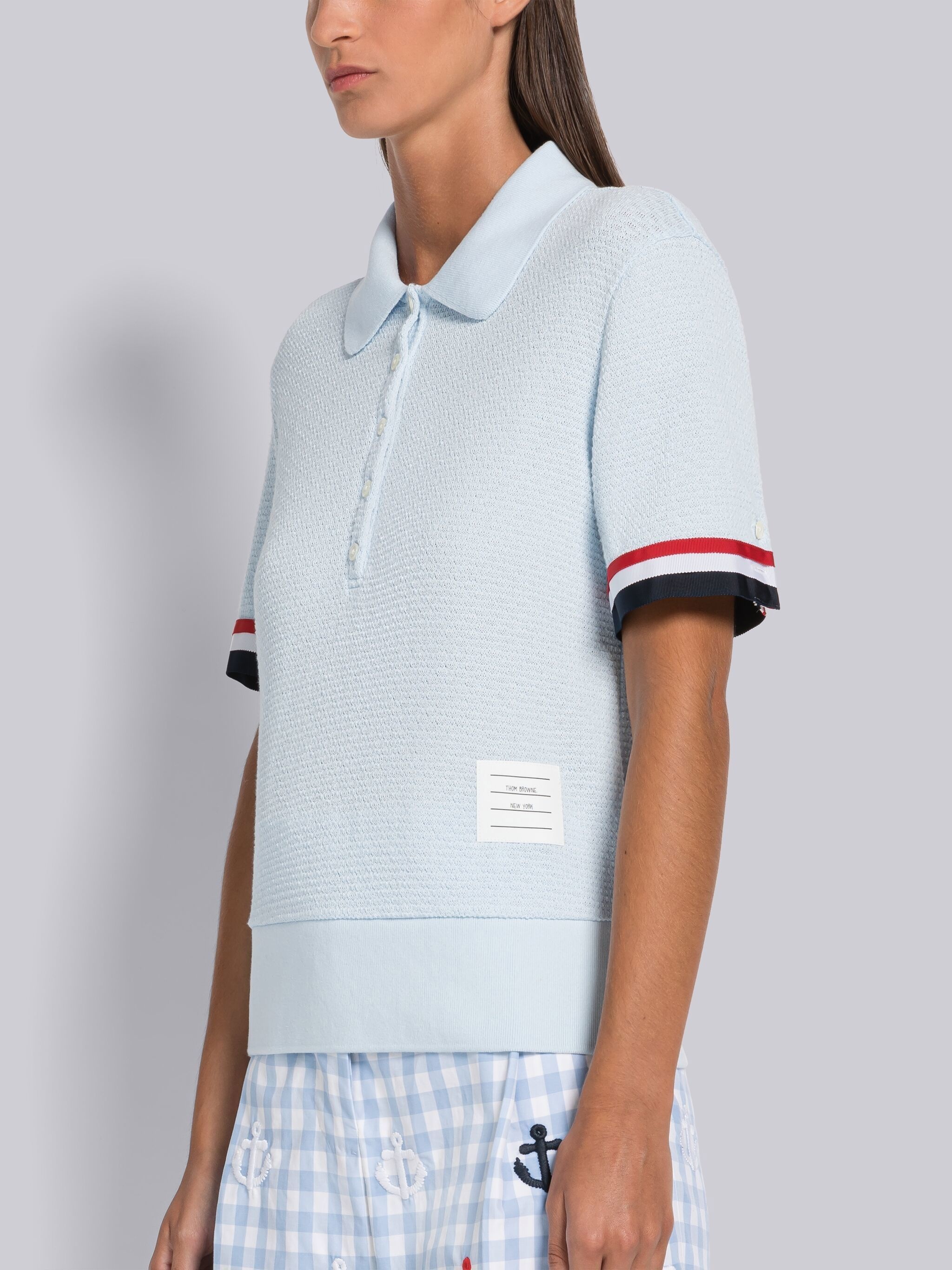 Cotton Tuck Grosgrain Cuff Round Collar Polo - 2