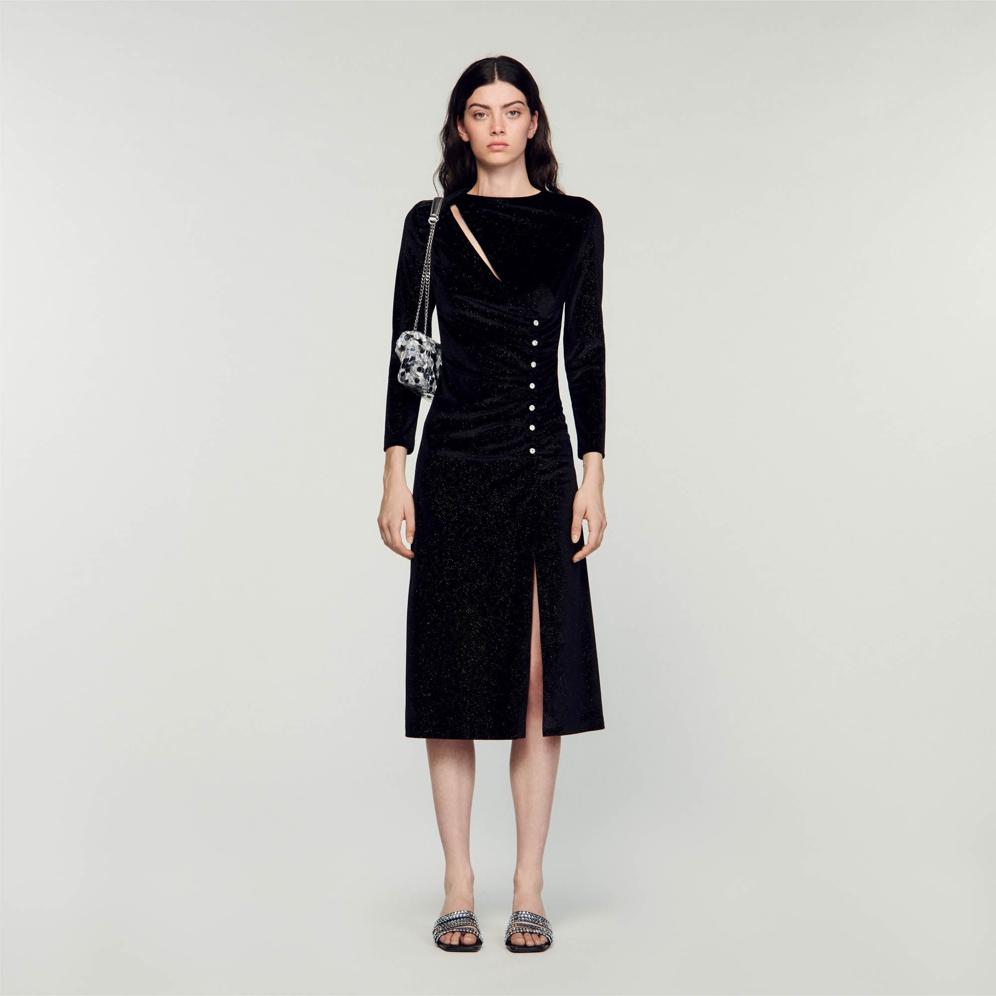 RHINESTONE VELVET DRESS - 2