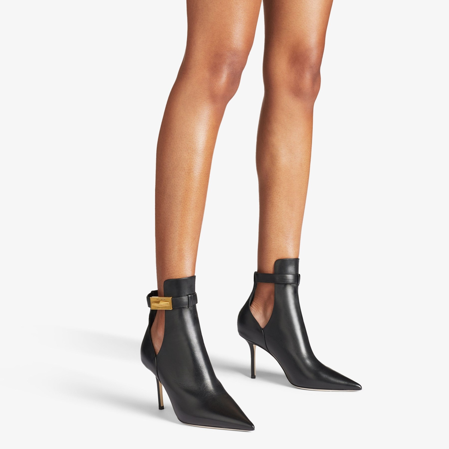 JIMMY CHOO Nell Ankle Boot 85 Black Calf Leather Ankle Boots