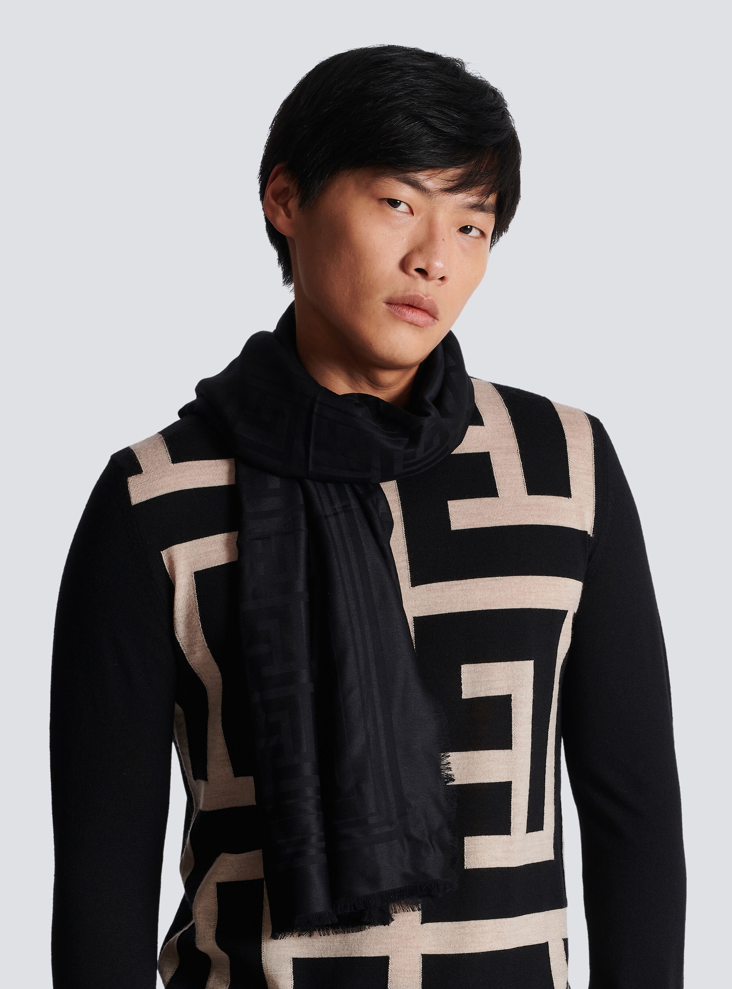 Scarf with tone-on-tone monogram detail - 2