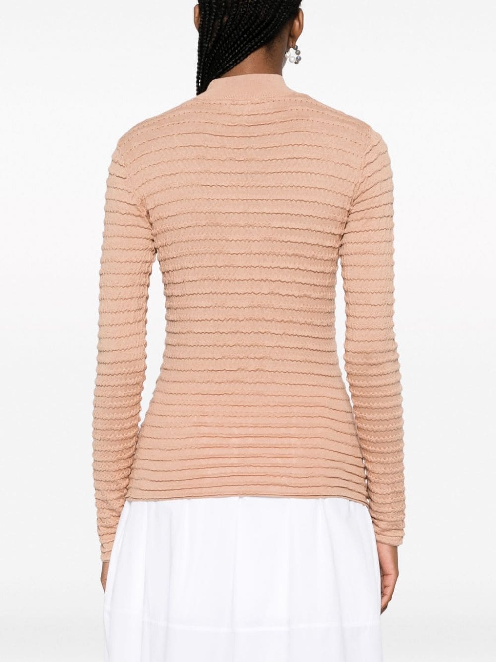 smocked mock-neck jumper - 4