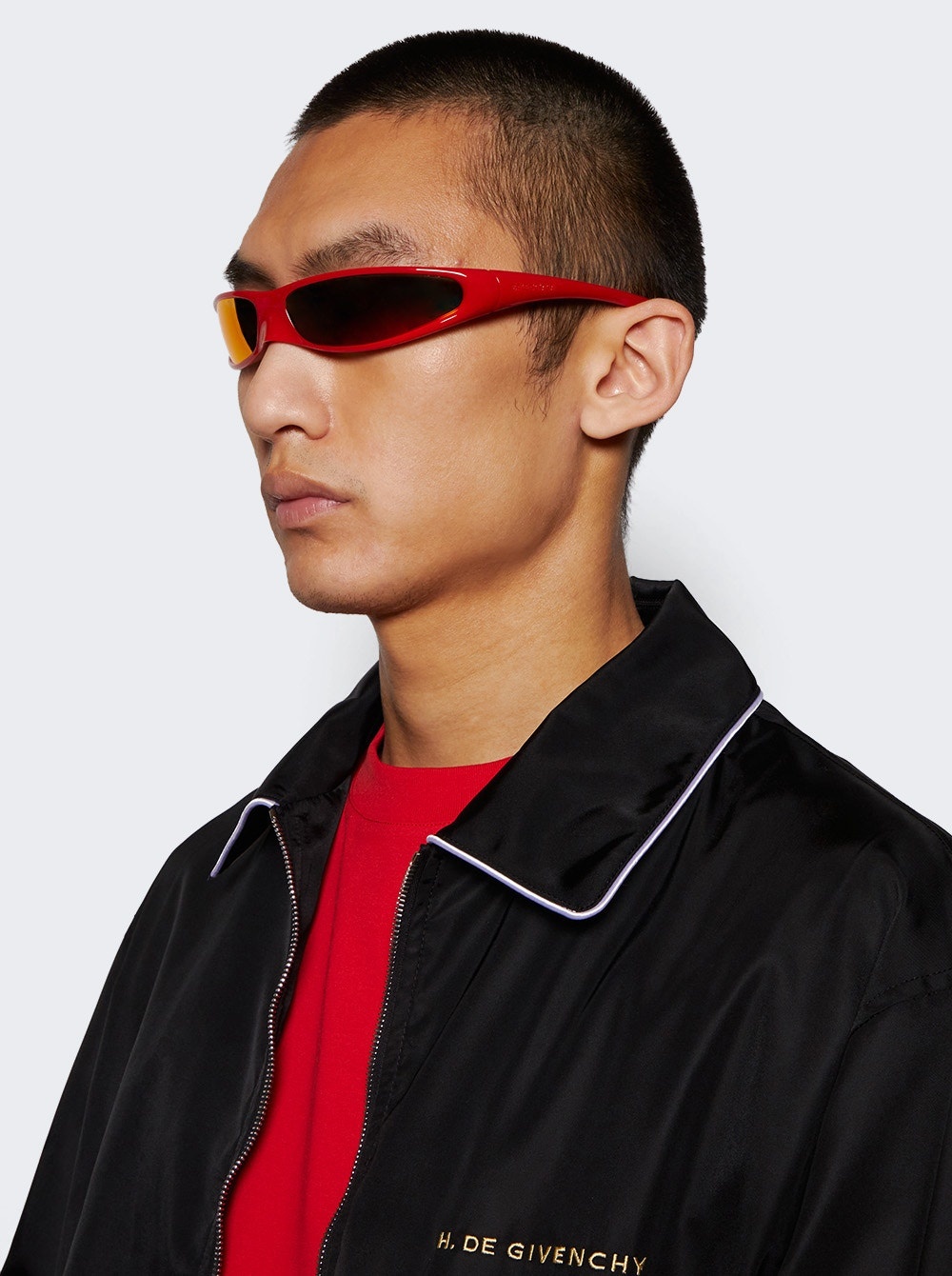 BALENCIAGA Blade Rectangle Sunglasses Red | thewebster