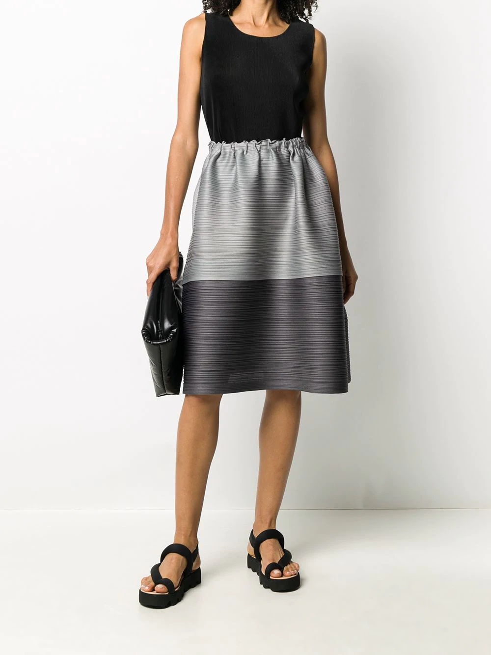 micro-pleated two-tone skirt - 2