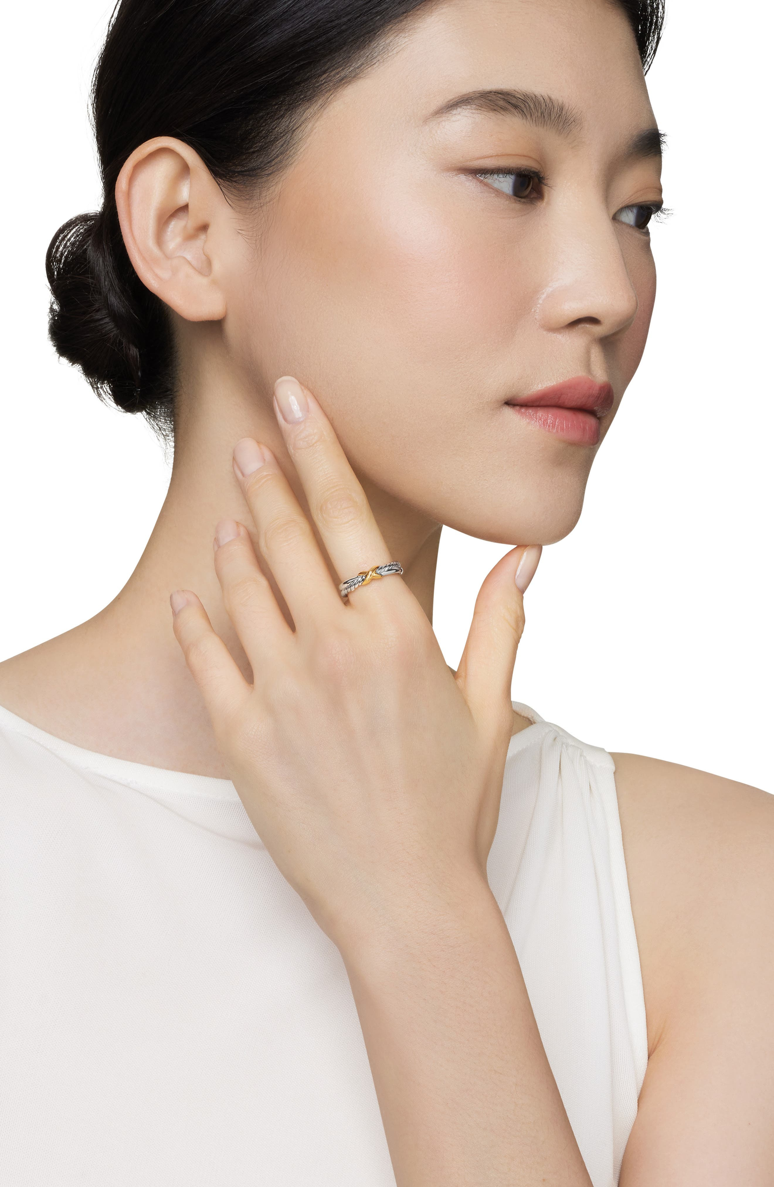 David Yurman Petite X Ring in Sterling Silver with 18K Yellow Gold in Silver/Yellow Gold at Nordstro - 3