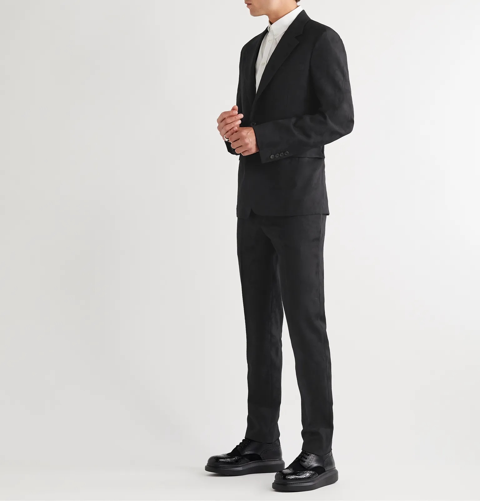 Slim-Fit Wool-Jacquard Suit Trousers - 2