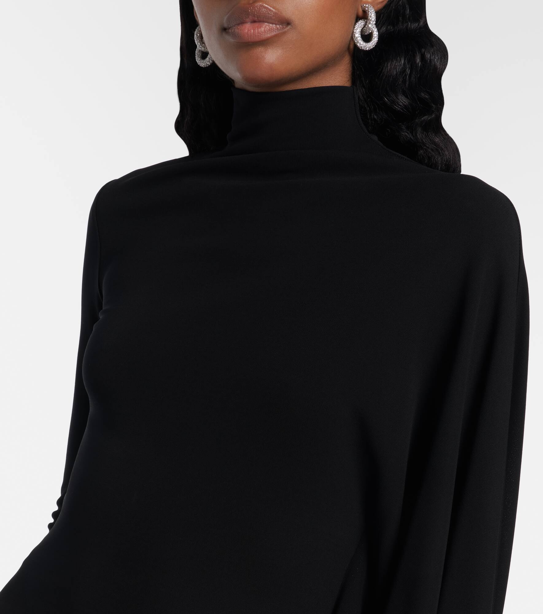 Draped high-neck midi dress - 4