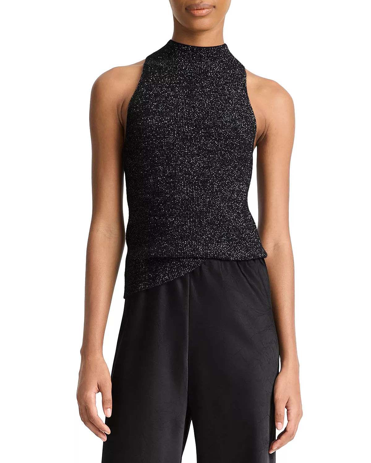 Metallic Mock Neck Tank Top - 1