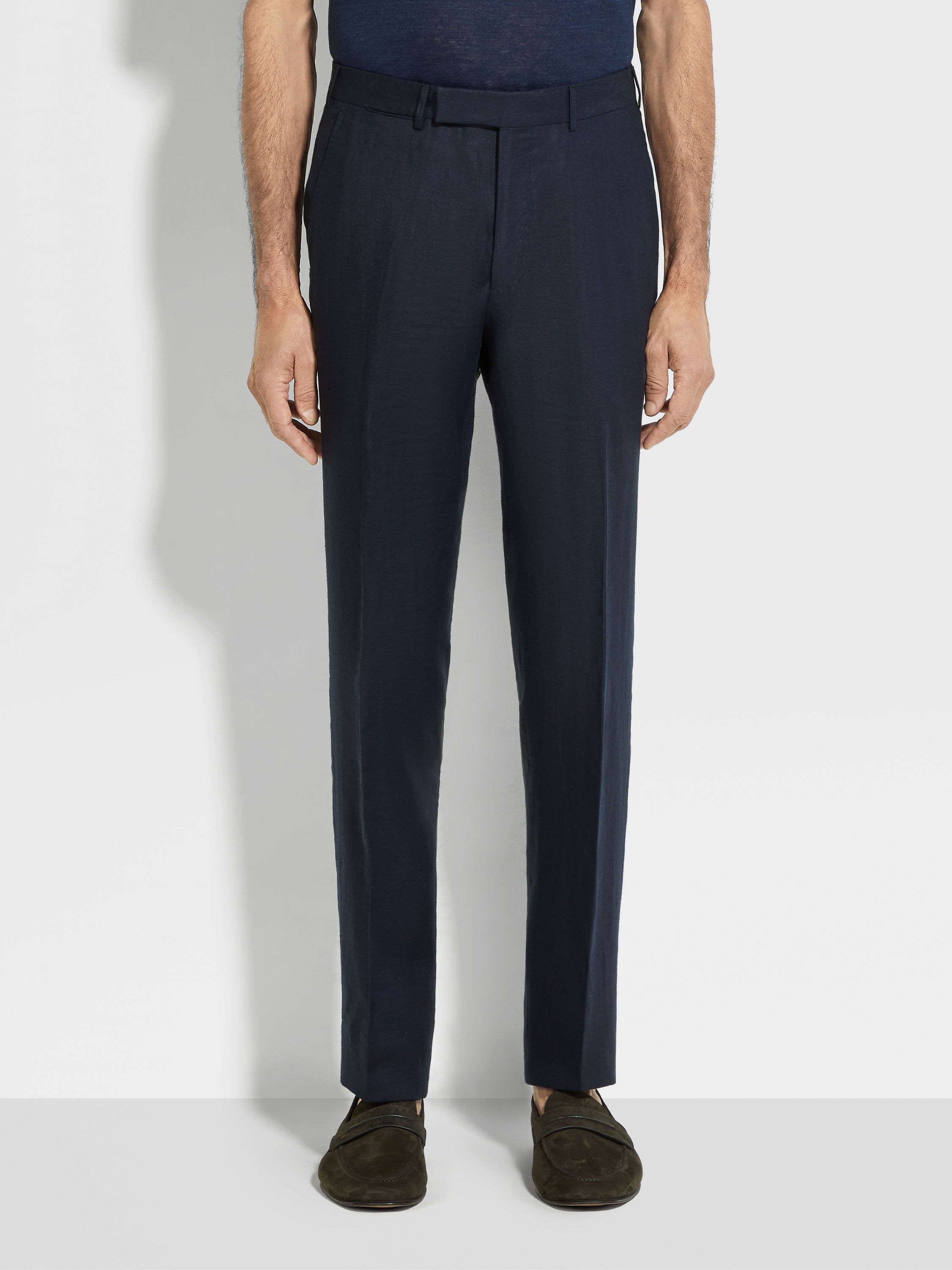 NAVY BLUE OASI LINO PANTS - 4