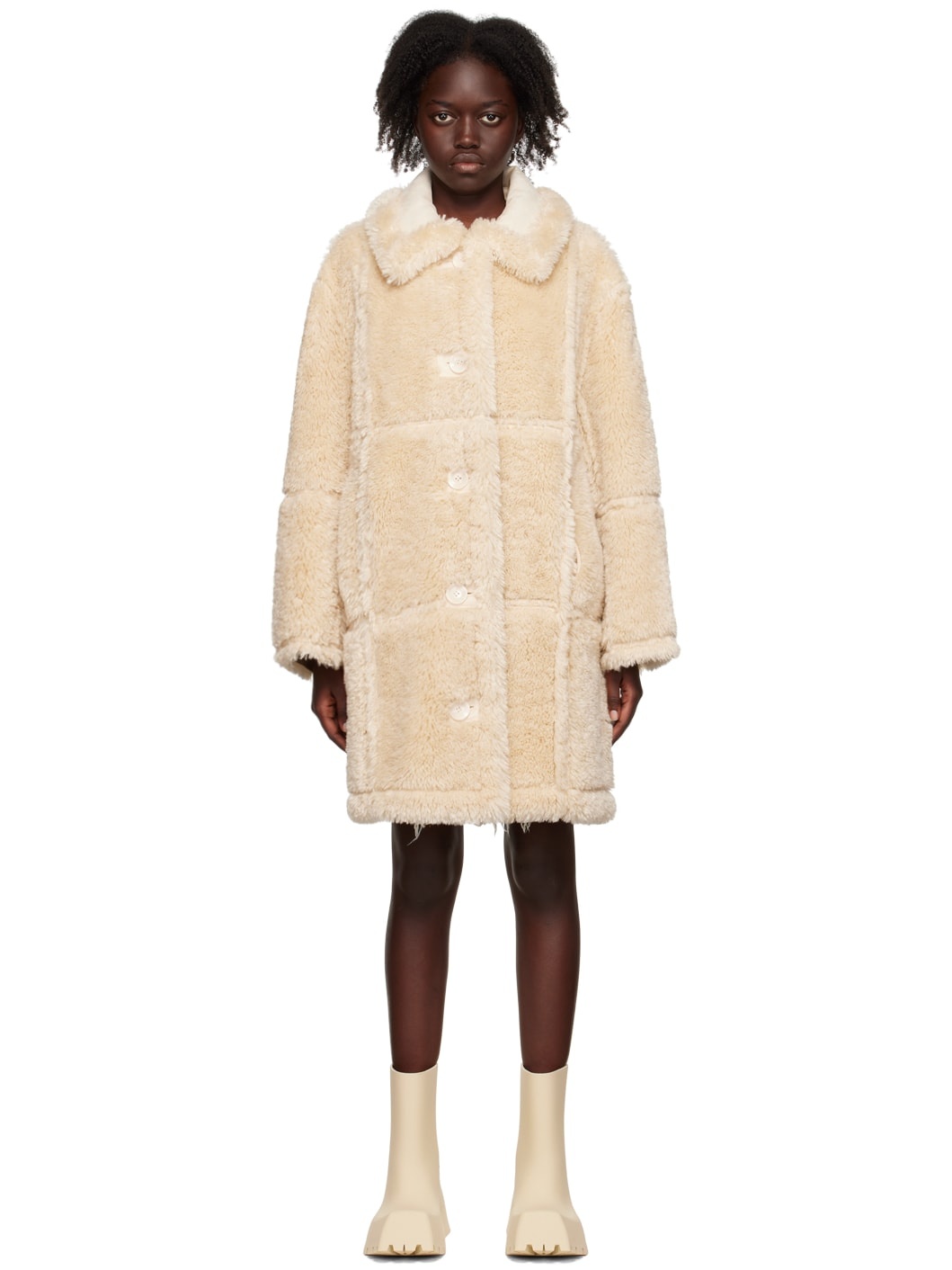 Beige Samira Reversible Faux-Fur Coat - 1