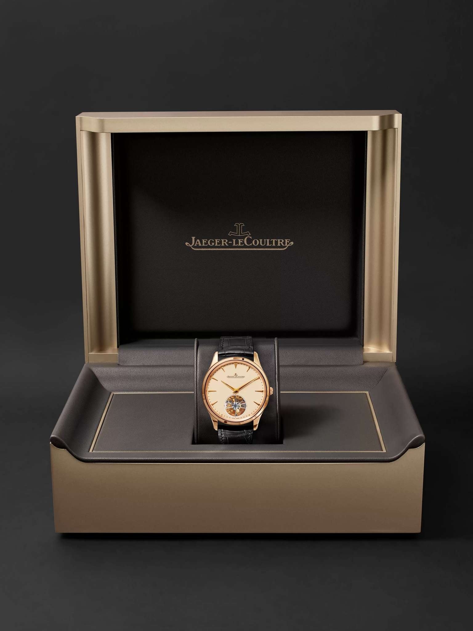 Master Ultra Thin Tourbillon 40mm 18-Karat Rose Gold and Alligator Watch - 9