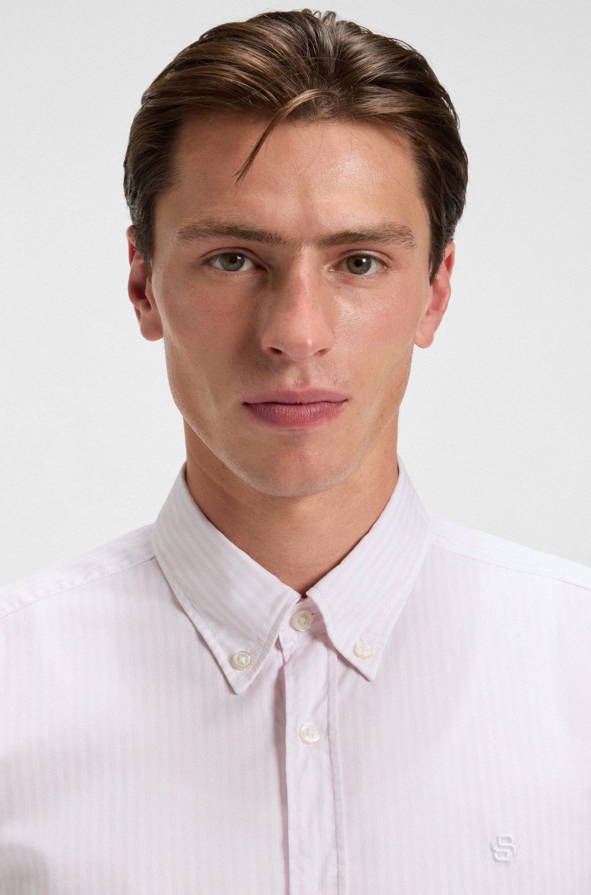 SLIM-FIT SHIRT IN A STRIPED COTTON BLEND - 3