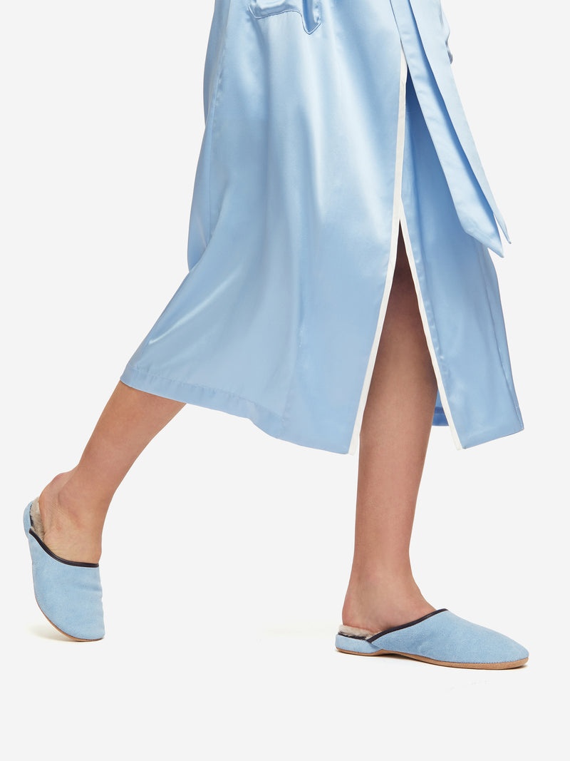 Women's Mule Slippers Imogen Suede Sheepskin Blue - 5