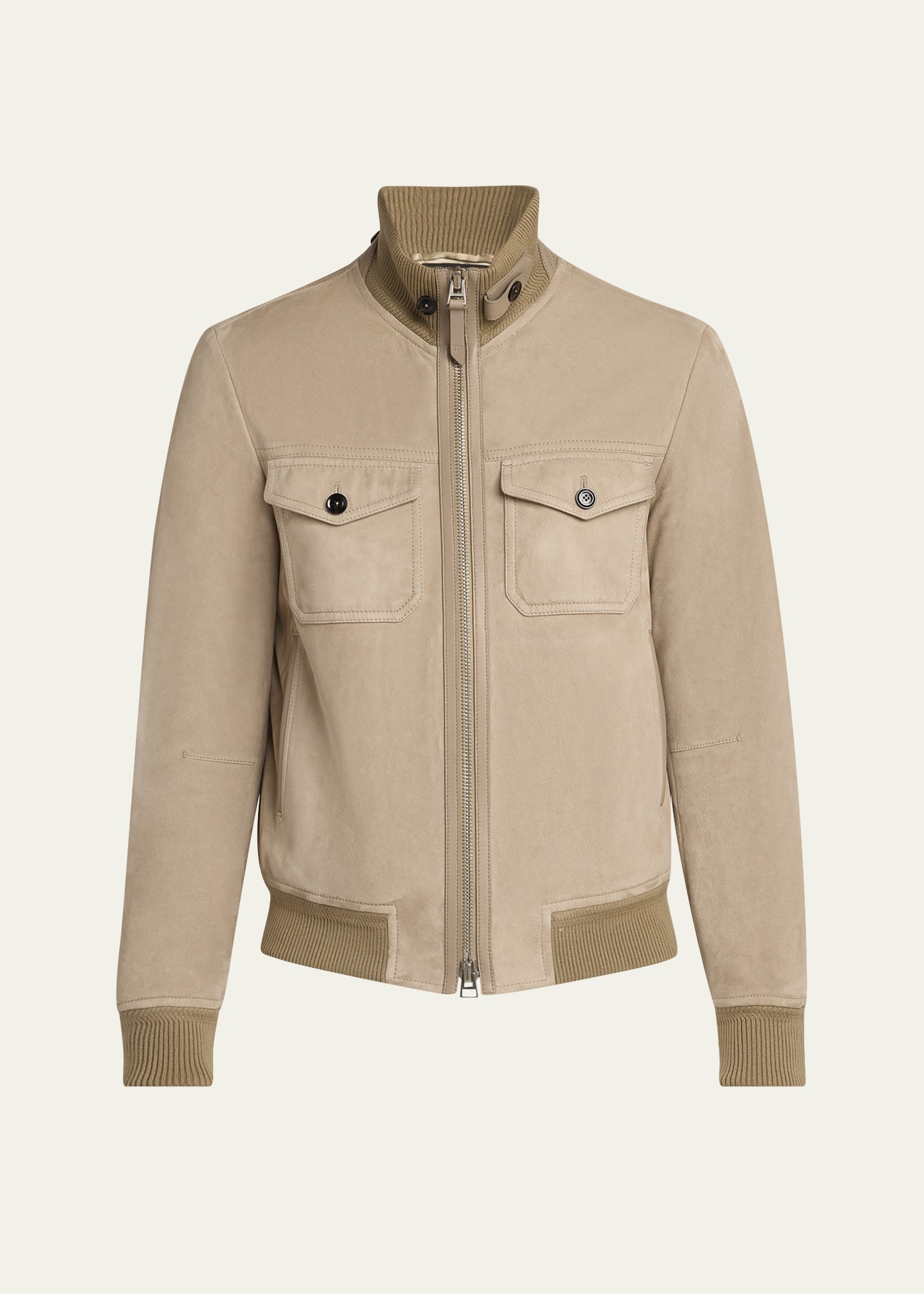 Suede Double-Pocket Bomber Jacket - 1